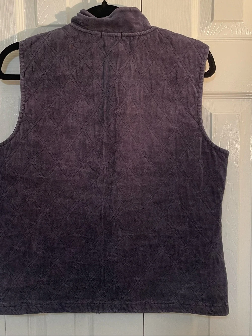 Liz Claiborne Navy Quilted Velvet Snap-Front Vest